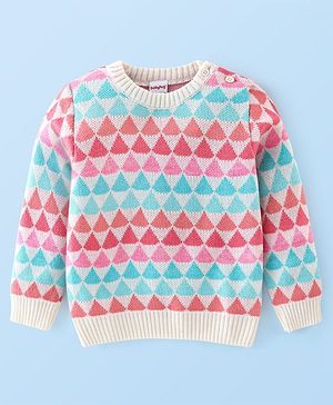 Babyhug Knit Full Sleeves Sweater with Geometric Design - Multicolour