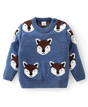 Babyhug Full Sleeves Fox Design Pullover - Blue Babyhug Full Sleeves Fox Design Pullover - Blue