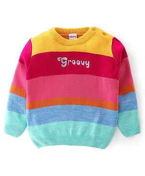 Babyhug Knitted Full Sleeves Sweater Striped Design - Multicolour