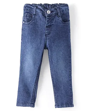 Babyhug Cotton Spandex Full Length Stretchable Washed Denim Jeans - Dark Blue