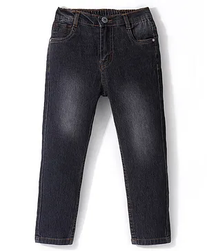 Babyhug Denim Washed Full Length Stretchable Jeans - Charcoal