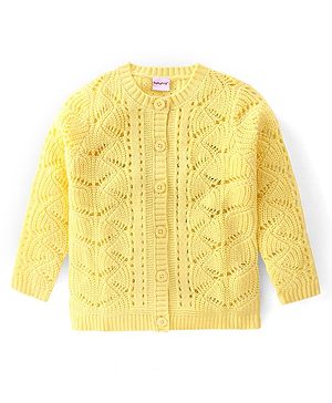 Babyhug Knit Full Sleeves Sweater Cable Knit Design - Yellow