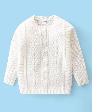 Babyhug Knit Full Sleeves Sweater Cable Knit Design - Off White Babyhug Knit Full Sleeves Sweater Cable Knit Design - Off White