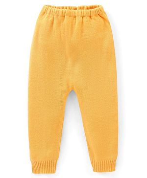Babyhug Knit Full Length Woolen Pant with Solid Design - Yellow