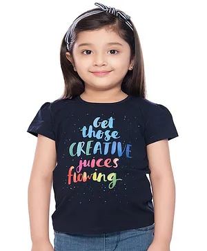 TINY BABY Half Sleeves Get Those Creative Juices Flowing Printed Tee - Navy Blue