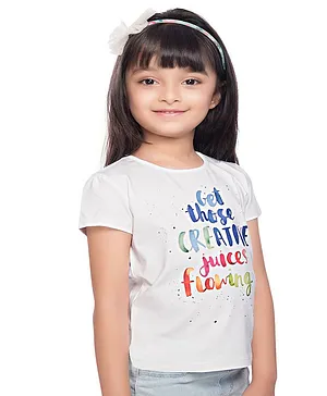 TINY BABY Half Sleeves Get Those Creative Juices Flowing Printed Tee - White