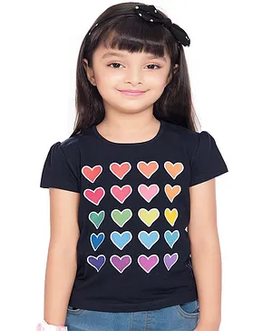 TINY BABY Half Sleeves Hearts Printed Tee - Navy Blue