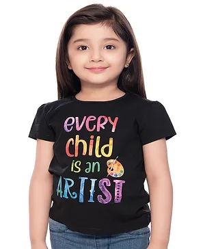TINY BABY Half Sleeves Every Child Is An Artist Printed Tee - Black