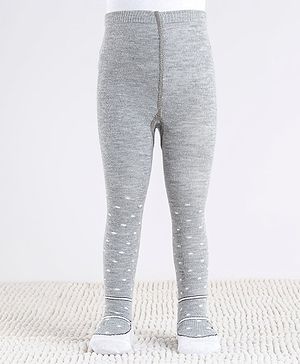 Cute Walk by Babyhug Cotton Antibacterial Dot Print Footed Tights - Grey