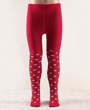 Cutewalk by Babyhug Non Terry Footed Anti Bacterial Star Design Tights  - Pink