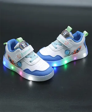 FEETWELL SHOES Astronaut Printed Velcro Closure LED Shoes - Blue
