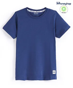 Honeyhap Premium 100% Cotton Half Sleeves T-Shirt With Bio Finish- Limoges Blue