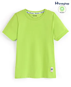 Honeyhap Premium 100% Cotton Half Sleeves T-Shirt With Bio Finish- Lime Punch