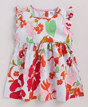 DEAR TO DAD Sleeveless Flower Printed Dress - White Red