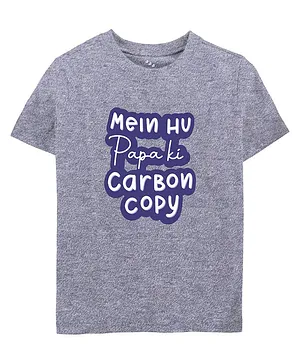 Zeezeezoo Fathers Day & Baby Theme Half Sleeves Mein Hoon Papa Ki Carbon Copy Printed Tee - Purple Melange