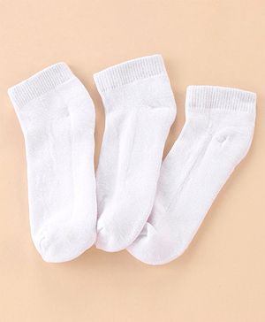 Pine Kids Cotton Ankle Length Socks With Silvadur Antimicrobial Finish Solid Pack Of 3 (Color May Vary)