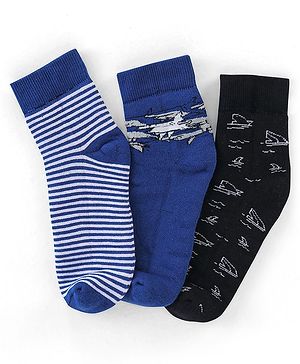 Pine Kids Cotton Blend Ankle Length Socks Striped Pack of 3 (Colour May Vary)