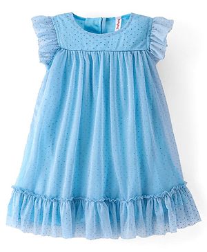 Babyhug Sleeveless All Over Glitter A-Line Party Frock - Sea Green