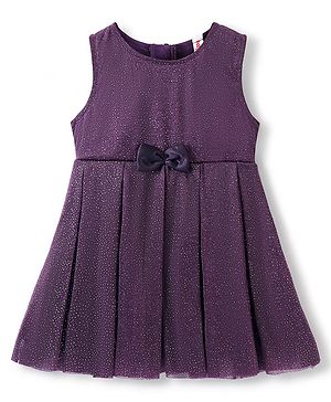 Babhyhug Woven Sleeveless All Over Glitter Party Frock - Purple