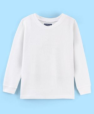 Pine Kids Cotton Full Sleeves Thermal Vest Solid Colour - Off White