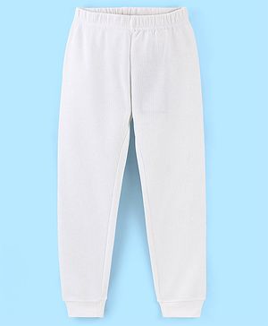 Pine Kids Full Length Solid Colour Thermal Bottom - White