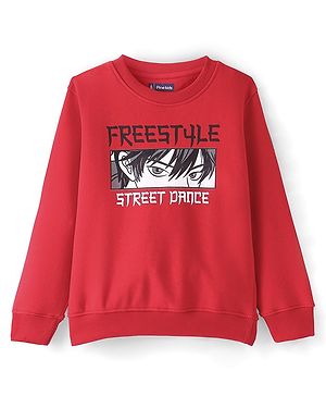 Pine Kids Cotton Full Sleeves Freestyle Street Dance Text Print Sweatshirt - Red