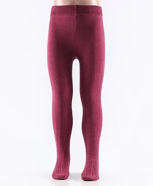 Mustang Full Length Cotton Footed Tights Solid Design - Maroon