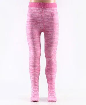 Mustang Cotton Full Length Footie Tights With Solid Colour - Pink