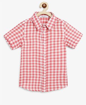 Campana 100% Cotton Half Sleeves Checks Shirt - Red White