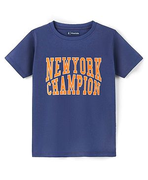 Pine Kids 100% Cotton Knit Half Sleeves Biowashed Basic T-Shirt Text Print - Lomoges