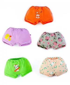 SuperBottoms Pack Of 5 Super Soft 100% Pure Cotton Breathable Bloomers - Multi Colour
