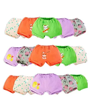 SuperBottoms Pack Of 15 Super Soft 100% Pure Cotton Breathable Bloomers - Multi Colour