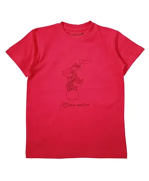Snowflakes Half Sleeves Elephant  Printed Tee  - Red