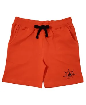 Snowflakes Yatch Club Printed Shorts - Orange