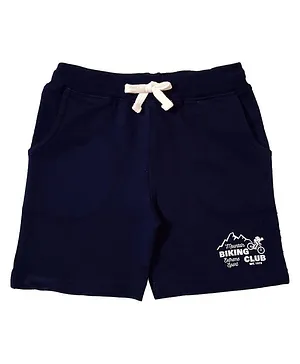 Snowflakes Biking Club Printed Shorts - Navy Blue