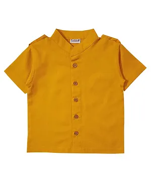 Snowflakes Half Sleeve Solid Shirt -Yellow