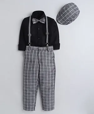 Jeet Ethnics Full Sleeves Checks 5 Piece Party Set - Grey