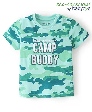 Babyoye  100% Cotton Half Sleeves T-Shirt Camouflage Print - Green