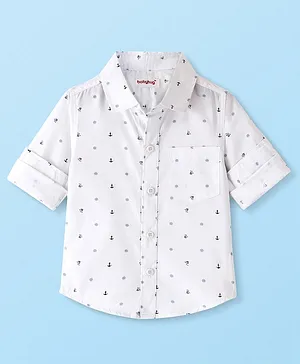 Babyhug Cotton Woven Full Sleeves Shirt Anchor Print - White