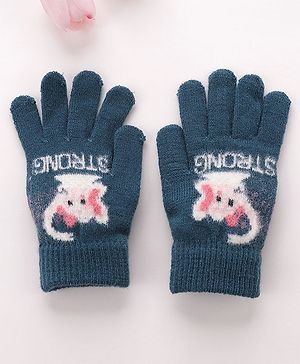 Babyhug Gloves Elephant Design- Blue