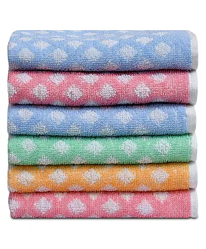 JARS Collections 100% Terry Cotton Hand Towel Pack of 6  Multicolor
