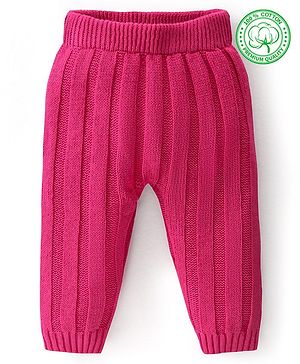 Babyhug Full Length Fleece & Woollen Pant Solid Color - Pink