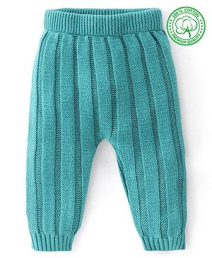 Babyhug Full Length Fleece & Woollen Pant Solid Color - Green