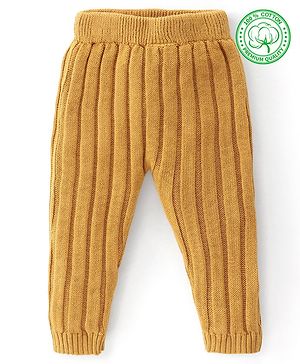Babyhug Full Length Fleece & Woollen Pant Solid Color - Mustard Yellow