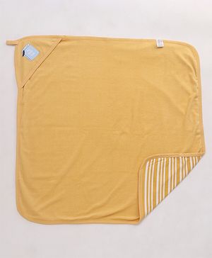 Babyhug Double Layer Interlock Hooded Towel Tiger Print L 75 x B 76 cm- Yellow