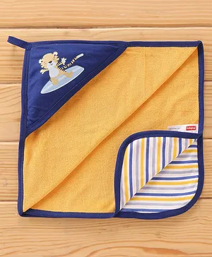 Babyhug Double Layer Interlock Hooded Towel Tiger Print L 75 x B 76 cm- Blue