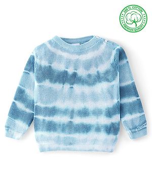 Babyhug Full Sleeves Pullover Sweater Tie Dye Stripes - Blue
