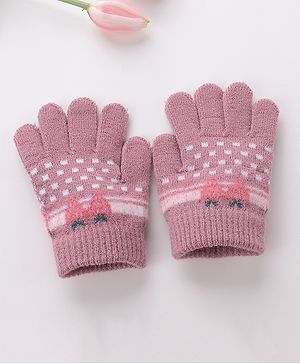 Babyhug Gloves Strawberry Design - Lavender