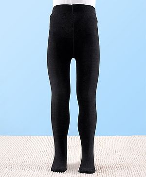 Cutewalk by Babyhug Non Terry Footed Anti Bacterial Solid Tights - Black