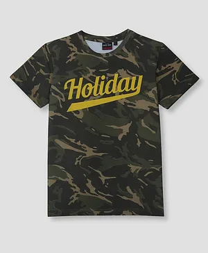 GINI & JONY Half Sleeves Holiday Camouflage Printed Tee - Green
